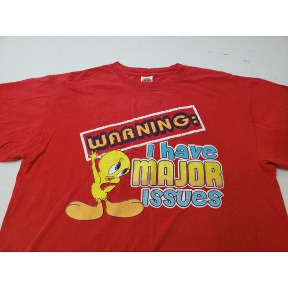 Looney Tunes Tweety Bird Adult T-Shirt Graphic 100% Cotton Red Size XL Vintage - Picture 2 of 12